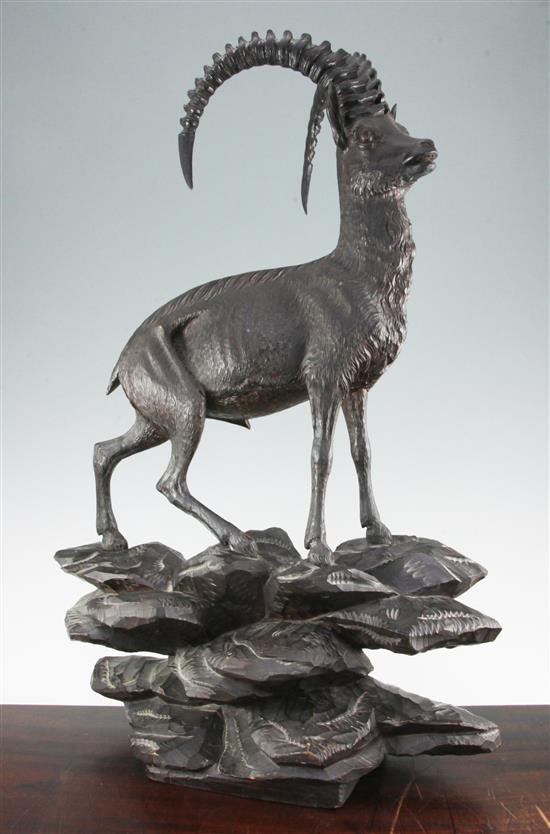 A large Black Forest carved model of an Ibex, 29in.